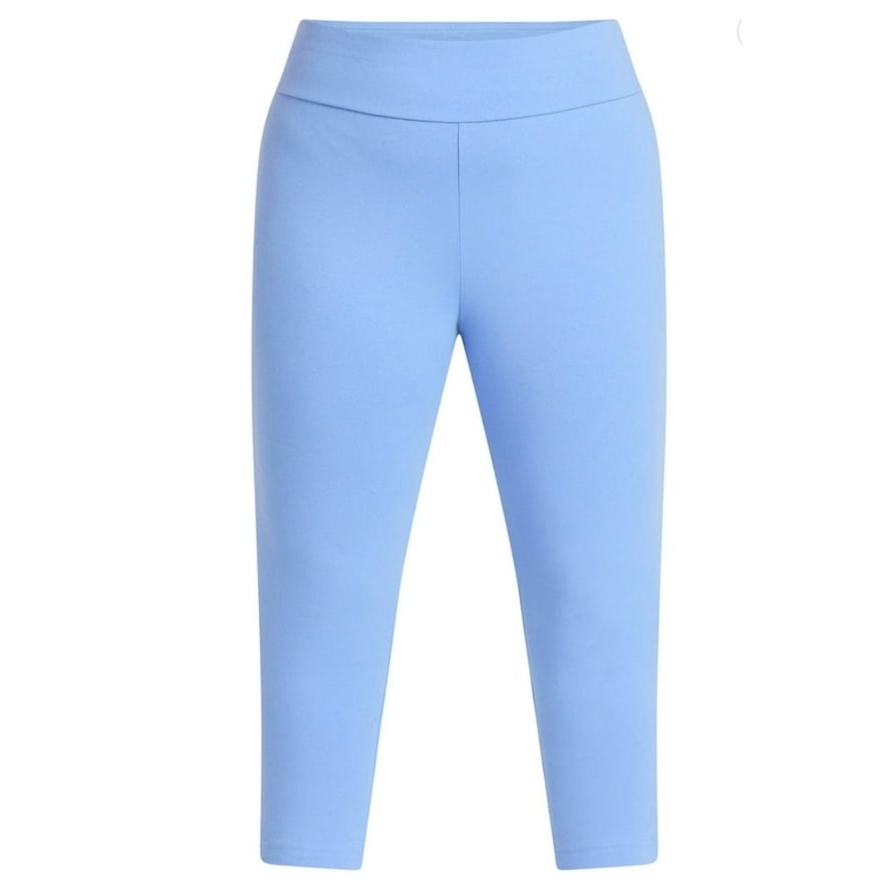Terra & Sky Womens 4X Office Blue High Rise Capri Leggings 22in Inseam NWT